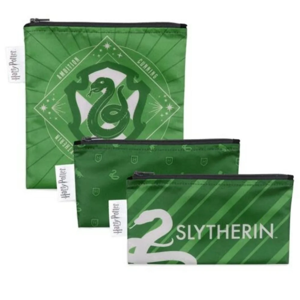 NWT set of Harry Potter Slytherin bibs & snack bag